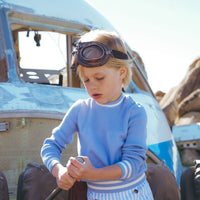 Coco Blanc Blue Striped Double Breasted Shorts