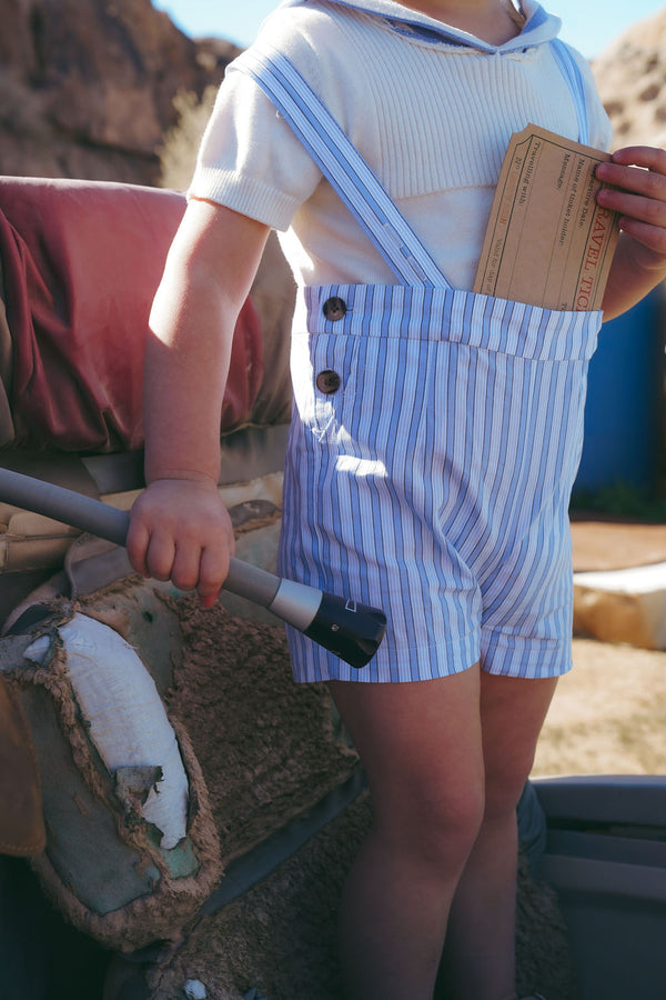 Coco Blanc Striped Suspender Shorts r