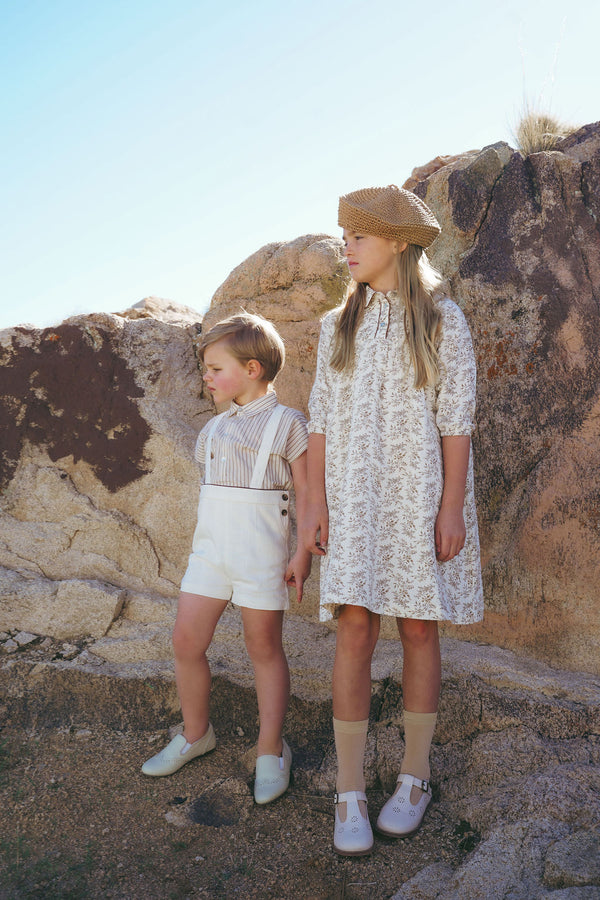 Coco Blanc Floral Floral Dress- 3/4 Sleeves