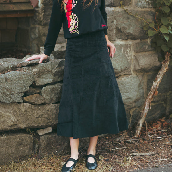 Urban Edge Black Cord Paneled Skirt