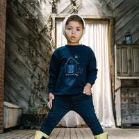 Analogy by Lil Legs Navy Sweet Campaign Boys Embroidered Sweatshirt