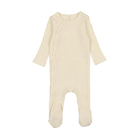Lilette By Lil Legs Dotted Side Snap Footie Ivory/Mulberry