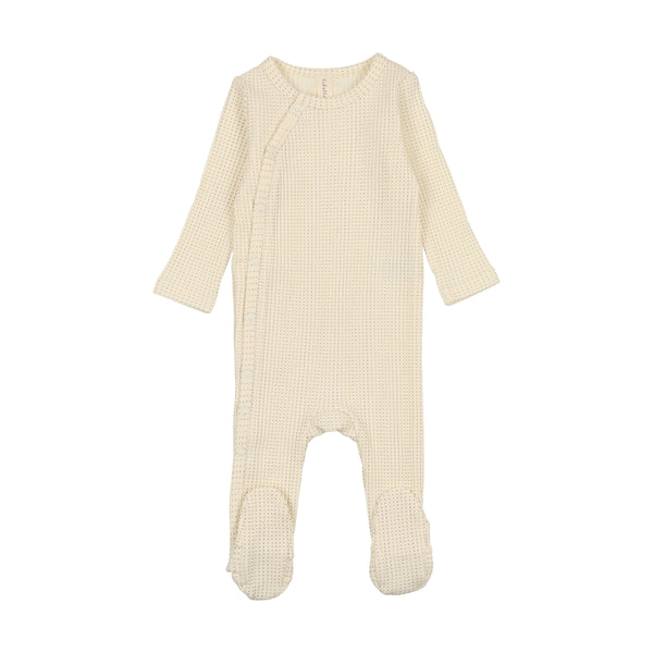 Lilette By Lil Legs Dotted Side Snap Footie Ivory/Mulberry