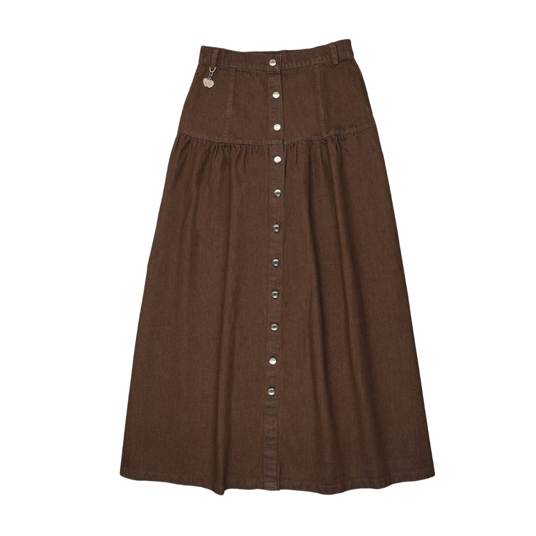Urban Edge Denim Dropwaist Skirt Brown