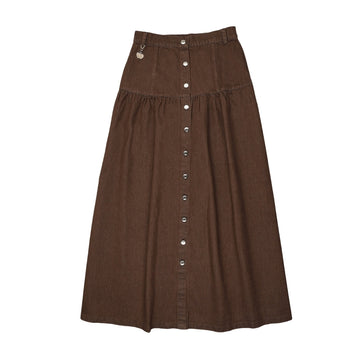 Urban Edge Denim Dropwaist Skirt Brown