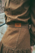 Urban Edge Denim Dropwaist Skirt Brown