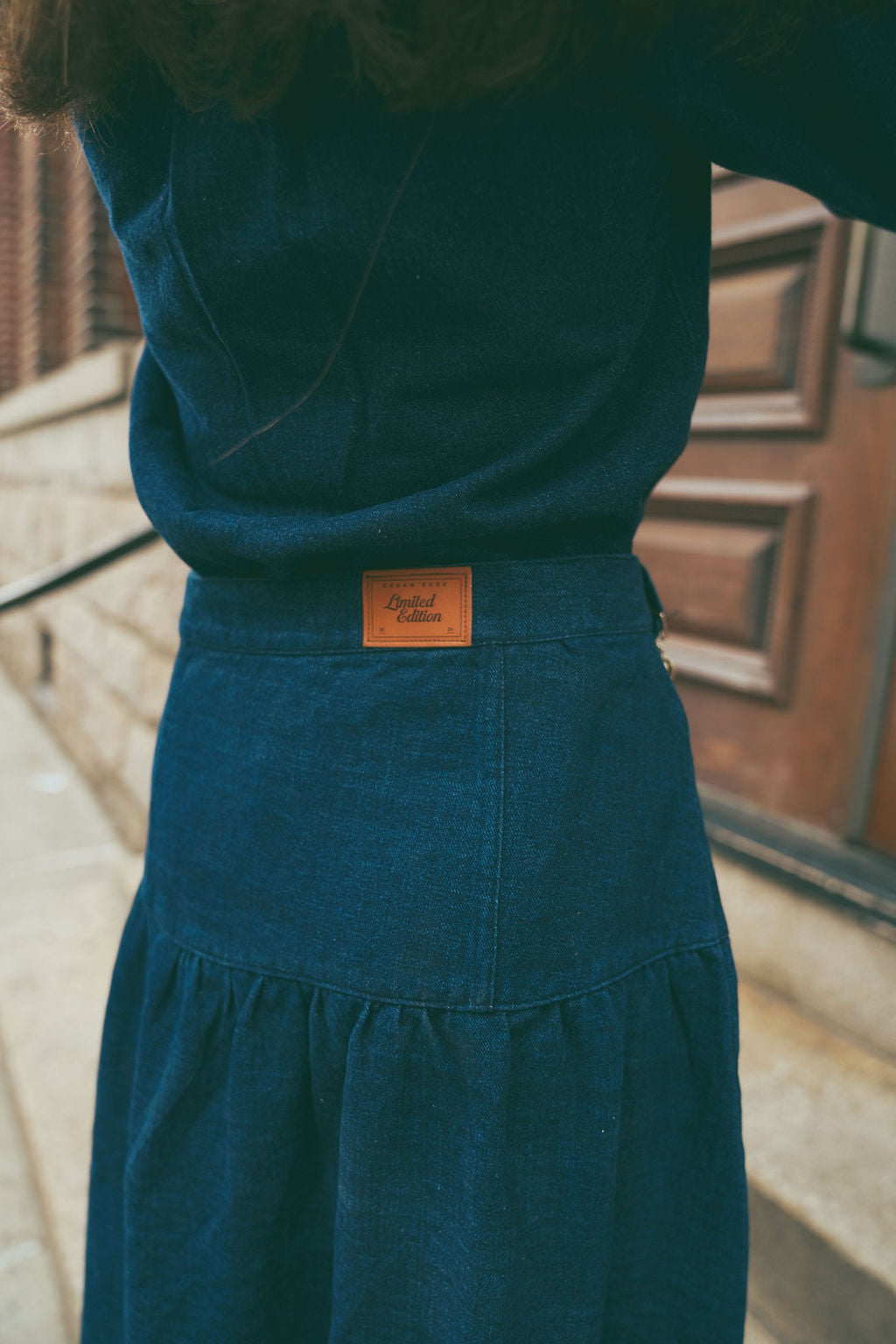 Urban Edge Denim Dropwaist Skirt Navy