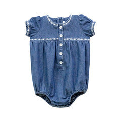 Nounelle Denim Trimmed Romper
