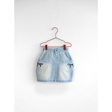Please Mom Denim Bow Barrel Skirt