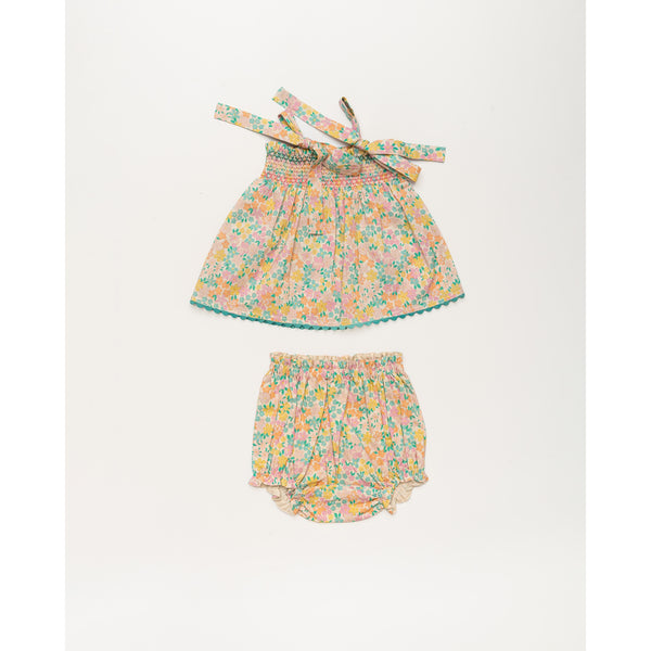 Early Sunday Didi Baby Smock Top & Bloomers Emma Floral Mint (FJ-SS26-00075)