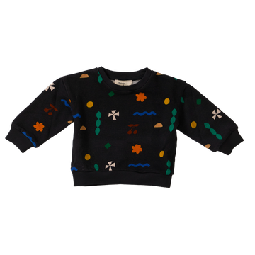 Wander & Wonder Black Quilt Baby Printed Sweatshirt