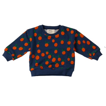 Wander & Wonder Navy Tangerine Baby Printed Sweatshirt(Tangerine All over)