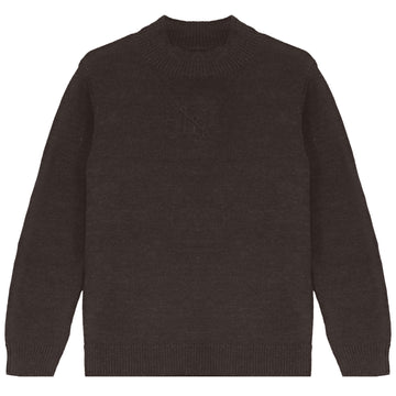 Calla Lili Mock Neck Embossed Sweater - Brown