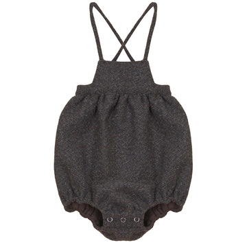 Calla Lili Baby Girl Tweed Romper - Grey/Brown
