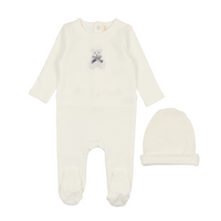 Lilette By Lil Legs Embroidered Footie Set White Bear