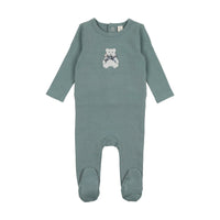 Lilette By Lil Legs Embroidered Footie Blue Bear
