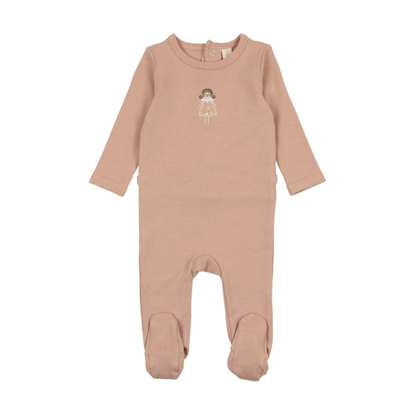 Lilette By Lil Legs Embroidered Footie Pink Doll