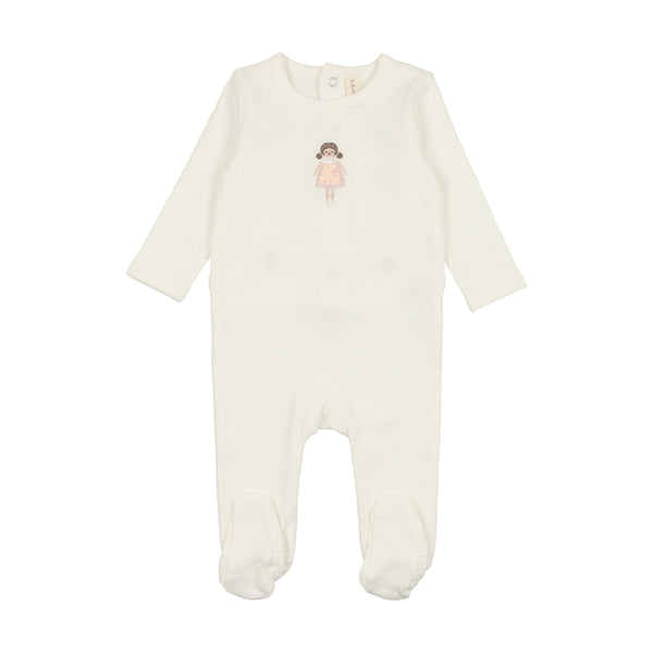 Lilette By Lil Legs Embroidered Footie White Doll