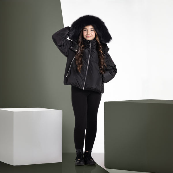 Ellabee Chira Oversized Jacket Zipper Black Racoon Fur (F24-3002BLK)