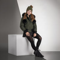 Ellabee Adelle Canvas Pom-Pom Bomber Forest Black-Fox (F243010/3011G)