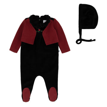 Miss Mini Embroidered Duo Shabbos Girl Romper + Bonnet
