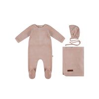 Citrine Blush Embroidered Eyelet Velour Set