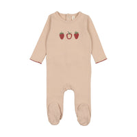 Lilette By Lil Legs Emroidered Fruit Footie Peach/Strawberry