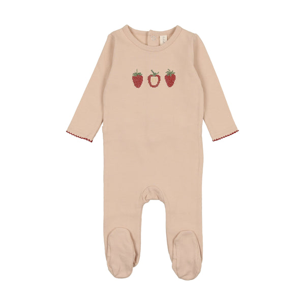 Lilette By Lil Legs Emroidered Fruit Footie Peach/Strawberry