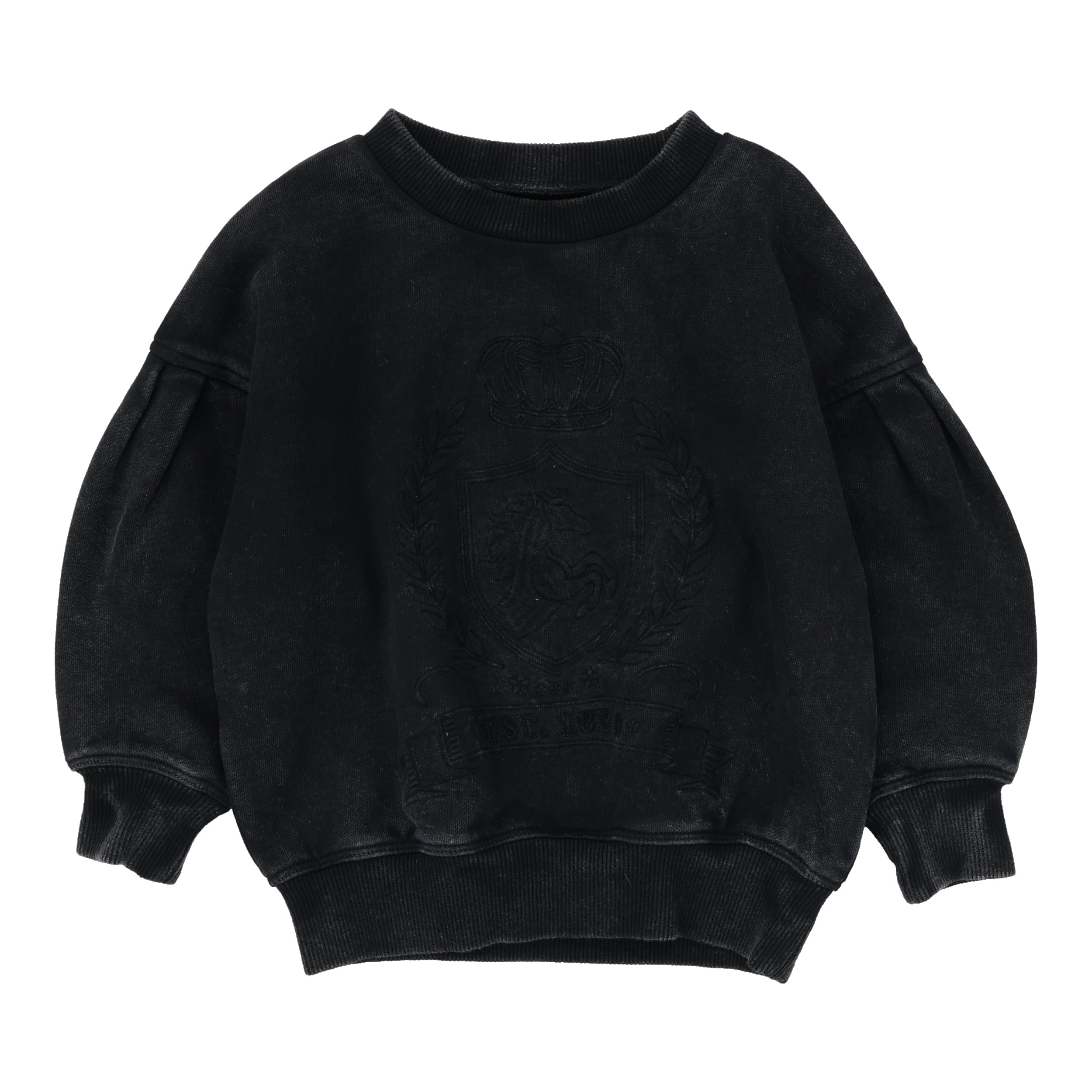 Analogie By Lil Legs Emblem Sweatshirt Black Wash | Buttons Bebe