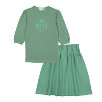 Bopop Sage Emblem Tee and Skirt (3/4 sleeve)