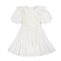 Petite Amalie White Eyelet Poplin Dress with Ruffle