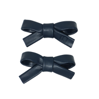 Bandeau Navy Mini Bow Clip Set Embossed Leather ( FINAL SALE )