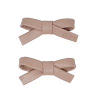 Bandeau Pink Mini Bow Clip Set Embossed Leather ( FINAL SALE )