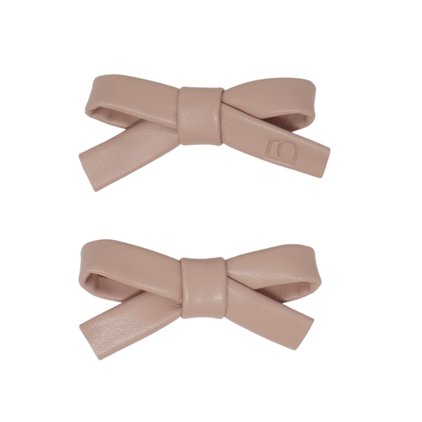 Bandeau Pink Mini Bow Clip Set Embossed Leather ( FINAL SALE )