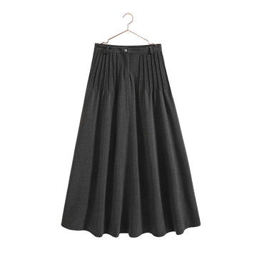 Retro Kid Emerson Gathered Pleats Maxi Skirt - Gray