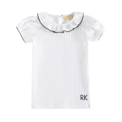 Retrokid White/ Black Emery Pointelle Collared Tshirt Short Sleeve