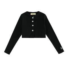 RetroKid Black Emery Ribbed Cropped Cardigan