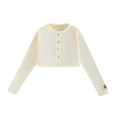 RetroKid Cream Emery Ribbed Cropped Cardigan