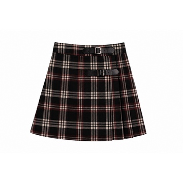 Mode Avant Paris Black Burgundy Pleated Skirt