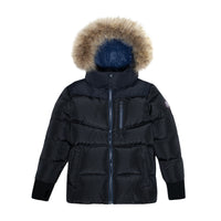 Ellabee Boys Gabriel Navy-Accent Natural-Racoon Coat (F24-3001)