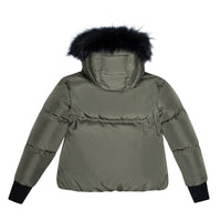 Ellabee Chira Oversized Jacket Olive Black-Racoon Fur (F24-3002GRN)