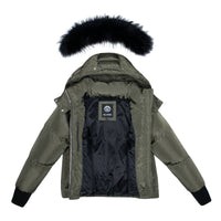 Ellabee Chira Oversized Jacket Olive Black-Racoon Fur (F24-3002GRN)