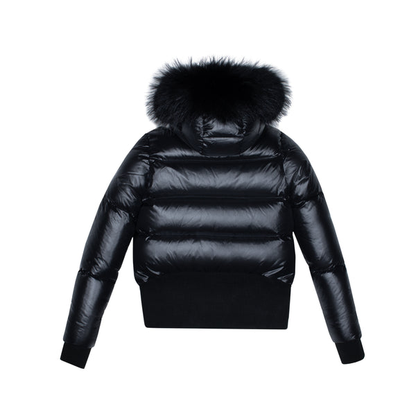 Ellabee Celine Bomber Burgundy Accent Black-Racoon Fur (F24-3007B)