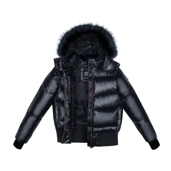 Ellabee Celine Bomber Burgundy Accent Black-Racoon Fur (F24-3007B)