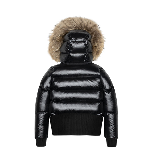 Ellabee Celine Bomber Green Accent Natural-Racoon Fur (F24-3007G)