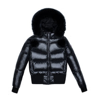 Ellabee Sylvia Pom Pom Teen Bomber Black Racoon Fur (F243008B)