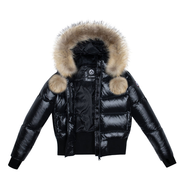 Ellabee Sylvia Pom Pom Teen Bomber Natural Racoon Fur (F243008R)