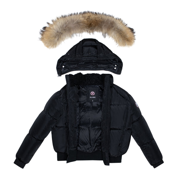 Ellabee Lena Jacket Black Natural Racoon Fur (F24-3009B)