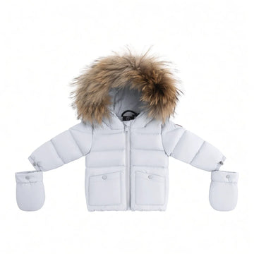 Ellabee Bella Enfant Fur Down Jacket - Baby Blue/Corduroy 6031