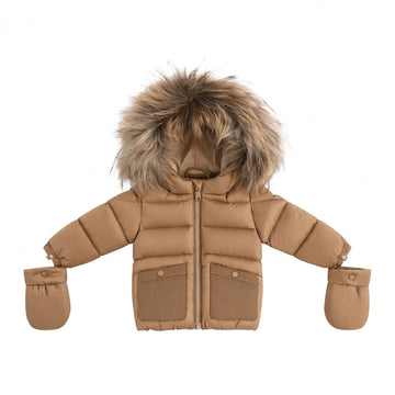 Ellabee Bella Enfant Fur Down Jacket - Cappuccino/Corduroy/Beige Lining 6031
